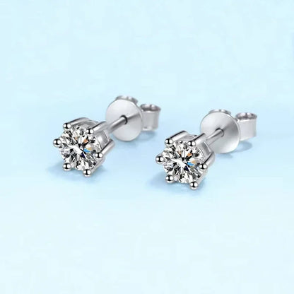 Girl Valentine's Day White Gold 18K Women Wedding Earplug Stud Earrings 0.3/0.5/1CT Moissanite Diamond Girlfriend Birthday Gift