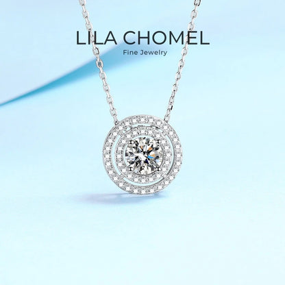 Colares de ouro branco 18K brilhantes para mulheres, presente de aniversário, pingente de diamante moissanite 0,5/1/2 ct, joias finas para namorada e casamento