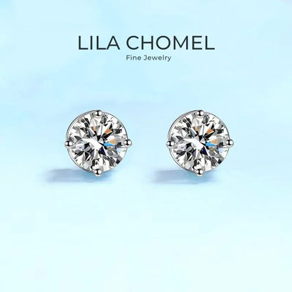 Girl Birthday Gift 18K White Gold Stud Earrings Women Wedding Moissanite Diamond 0.3/0.5/1/2CT PT950 Platinum Valentine's Day