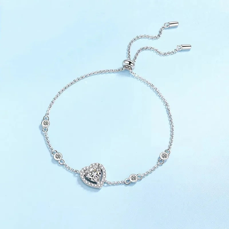 Pulseiras de ouro branco 18K para o Dia dos Namorados, 1 ct, diamante moissanita, presente de aniversário para filha, joias finas de platina PT950