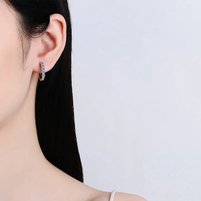 Engagement 18K White Gold Hoop Earrings for Women Wedding Party 1ct Moissanite Diamond Girlfriend Birthday Gift Daughter Jewelry