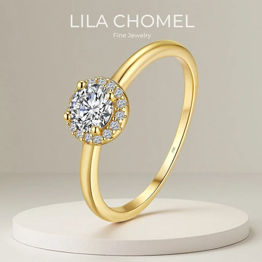 Girl Birthday Gift 18K Gold Valentine's Day Rings 0.5CT Moissanite Diamond Women Wedding Band Lover Engagement Lady Fine Jewelry