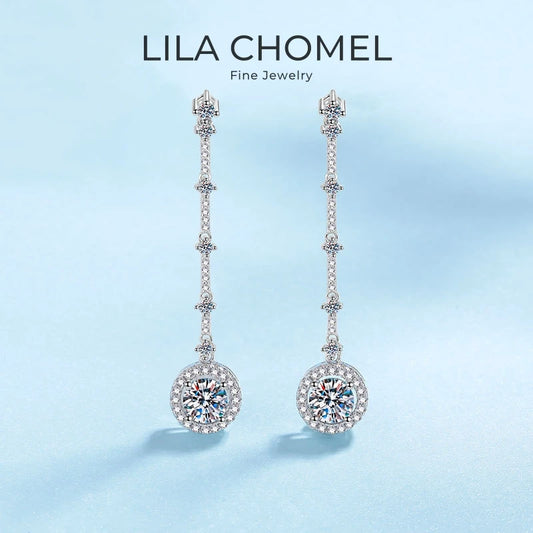 Girl Birthday Gift 18K White Gold Wedding Drop Earrings 2CT Moissanite Diamond Women Valentine's Day PT950 Platinum Fine Jewelry