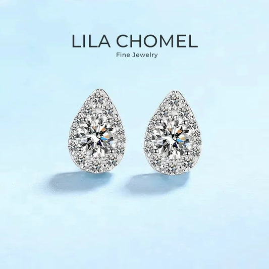 Classic Engagement 18K White Gold Earplug Stud Earrings Women Wedding 1CT Moissanite Diamond Girl Birthday Gift Fine Jewelry