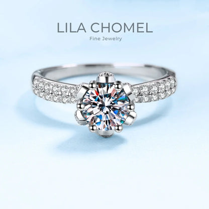 Designer Jewelry Girl 18K White Gold 1/2/3/5 Carat VVS1 D Color Moissanite Diamond Snow Queen Finger Rings Best Gift for Female