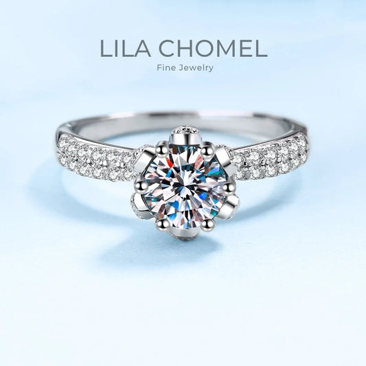 Designer Jewelry Girl 18K White Gold 1/2/3/5 Carat VVS1 D Color Moissanite Diamond Snow Queen Finger Rings Best Gift for Female