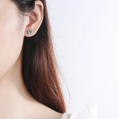 Girl Valentine's Day White Gold 18K Women Wedding Earplug Stud Earrings 0.3/0.5/1CT Moissanite Diamond Girlfriend Birthday Gift
