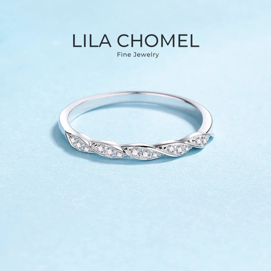 Daughter Ripple PT950 Platinum Starry Sky Women Rings 0.12ct Moissanite Diamond Tail Ring Girlfriend Birthday Gift Fine Jewelry