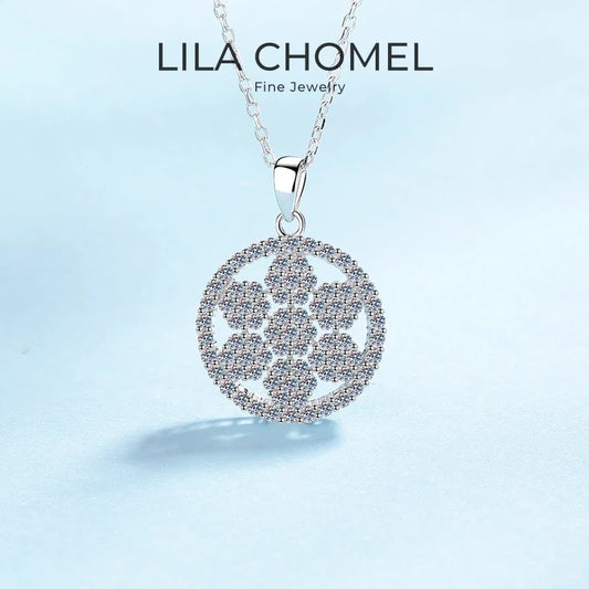 Women Valentine's Day 18K White Gold Wedding Necklaces 1CT Moissanite Diamond Flower Pendant PT950 Platinum Girl Birthday Gift