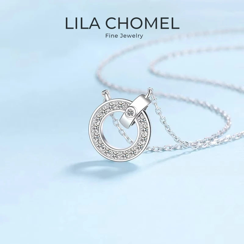 Girl Valentine's Day 18K White Gold Necklaces Women 0.45CT Moissanite Diamond Daughter Birthday Gift PT950 Platinum Fine Jewelry