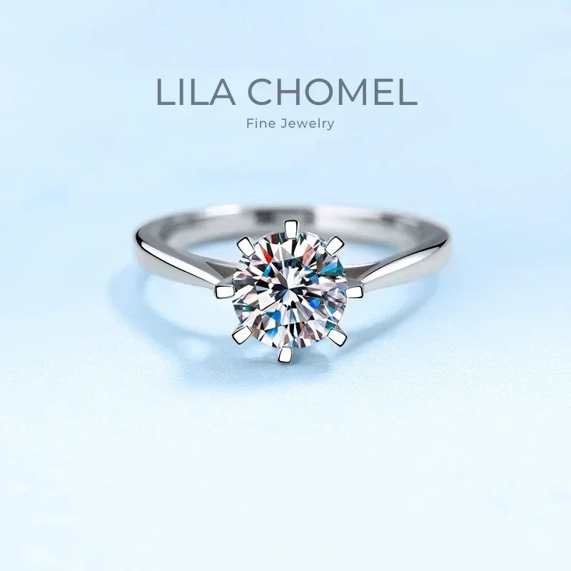 Engagement 18K White Gold Women Wedding Band 1CT Moissanite Diamond Rings Girlfriend Birthday Gift PT950 Platinum Fine Jewelry