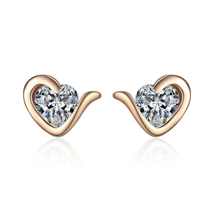 Heart Style 18K Rose Gold Stud Earrings for Women Moissanite Diamond 0.6ct Daughter Birthday Gift Fine Jewelry Girl Engagement