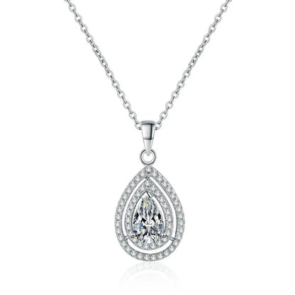 Valentine's Day White Gold 18K Necklaces Women Wedding Fine Jewelry 1CT Moissanite Diamond Water Drop Pendant Girl Birthday Gift