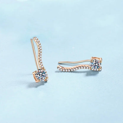 Lover Valentine's Day 18K Rose Gold Girl Stud Earrings Daughter Birthday Gift 1CT Moissanite Diamond Women Wedding Fine Jewelry