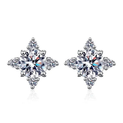 Girl Birthday Gift 18K White Gold Earplug Stud Earrings Women Wedding 1/0.5CT Moissanite Diamond PT950 Platinum Valentine's Day