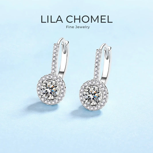 Engagement 18K White Gold Women Wedding Jewelry Drop Earrings 0.5/1CT Moissanite Diamond Girl Birthday Daughter Adult's Day Gift
