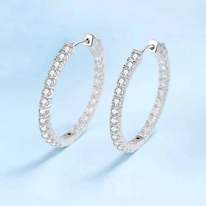 Office Lady PT950 Platinum Birthday Gift 2.88CT Moissanite Diamond Women Valentine's Day Hoop Earrings Girl Wedding Fine Jewelry