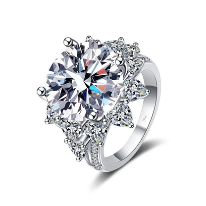 Fine Jewelry Sunflower 18K White Gold Women Wedding Bands 10CT VVS1 D Color Moissanite Diamond Girl Birthday Gift Party Daughter