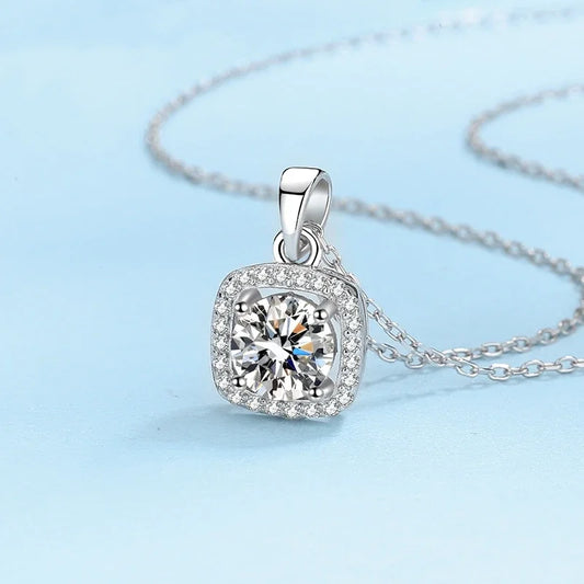 Engagement 18K White Gold Necklaces Women Wedding Fine Jewelry 1CT Moissanite Diamond Pendant PT950 Platinum Girl Birthday Gift