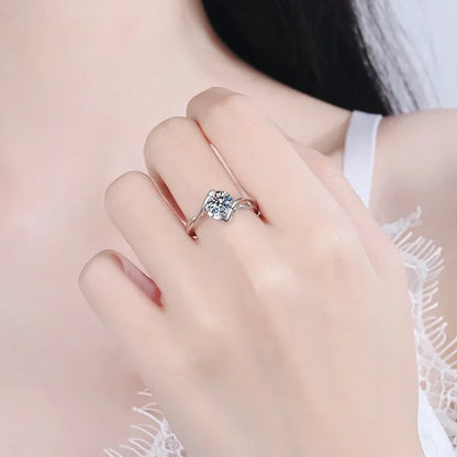 Girl Birthday Gift 18K White Gold Women Wedding Band Moissanite Diamond VVS D Color 0.5/1CT Valentine's Day PT950 Platinum Rings