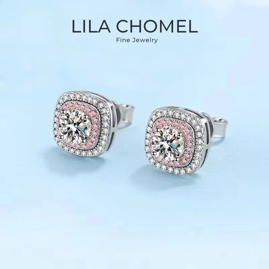 Girlfriend Birthday Gift 18K White Gold Stud Earrings 0.5CT Moissanite Diamond Women Valentine's Day PT950 Platinum Fine Jewelry