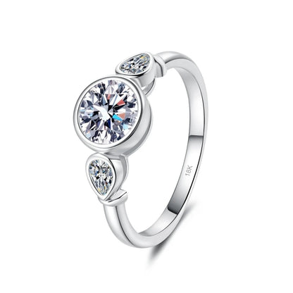 Women Engagement 18K White Gold Wedding Band Pear/Round 1.6CT VVS1 D Color Moissanite Diamond PT950 Platinum Girl Birthday Gift