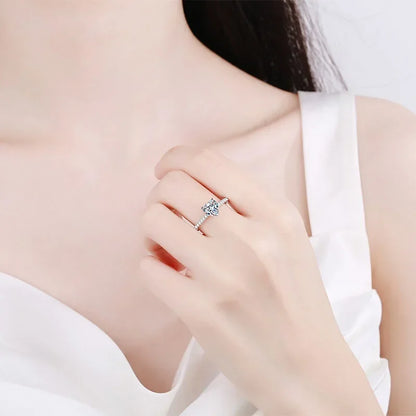 Engagement Women 18K White Gold Wedding Band 1/2CT Heart Moissanite Diamond Girlfriend Valentine's Day PT950 Platinum Lady Rings