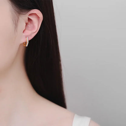Women Valentine's Day 18K Rose Gold Wedding Hoop Earrings Geometric Hexagonal 0.4CT Moissanite Diamond Girl Friend Birthday Gift
