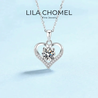 Valentine's Day 18K White Gold Women Wedding Necklaces 1CT Moissanite Diamond Girl Pendant PT950 Platinum Daughter Birthday Gift