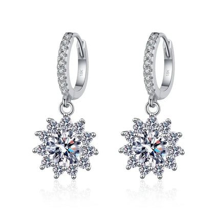 Women Birthday Gift 18K White Gold Drop Earrings 0.5/1CT Moissanite Diamond Girl Valentine's Day PT950 Platinum Fine Jewelry ins