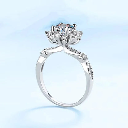 Romantic Engagement 18K White Gold Flower Wedding Band 0.5/1CT Moissanite Diamond Women PT950 Platinum Girlfriend Birthday Gift