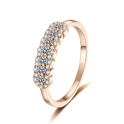 Women Wedding Band 18K Rose Gold Valentine's Day Rings Moissanite Diamond 0.37CT Engagement Girlfriend Birthday Gift Anniversary