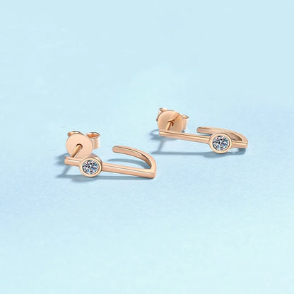 Girlfriend Birthday Gift 18K Rose Gold Earplug Stud Earrings Women Wedding 0.2CT Moissanite Diamond Valentine's Day Fine Jewelry