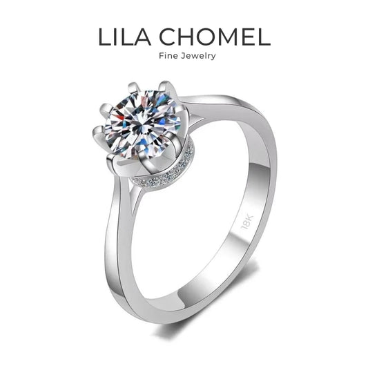 Engagement 18K White Gold Women Wedding Band 1CT Moissanite Diamond Rings Girlfriend Birthday Gift PT950 Platinum Fine Jewelry