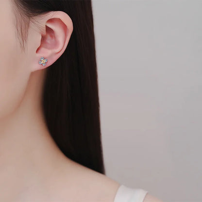 Birthday Gift 18K Rose Gold Earplug Stud Earrings Girl 0.8CT Moissanite Diamond Women Valentine's Day Daughter Fine Jewelry Lady