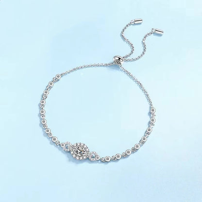 Engagement 18K White Gold Oval Bracelets Women's Birthday Gift Royal 0.5ct Moissanite Diamond Girl Wedding Fine Jewelry Daughter