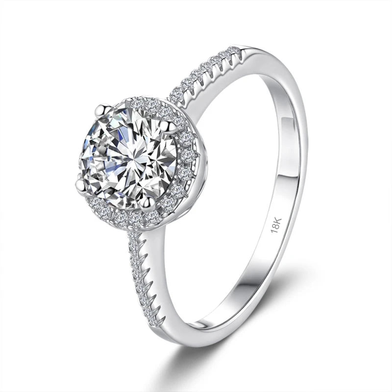 Lover Valentine's Day 18K White Gold Rings 0.5/1/2CT VVS D Color Moissanite Diamond Women Wedding Band PT950 Girl Birthday Gift
