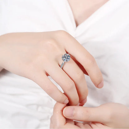 Jewelry 18K White Gold 3 Carat VVS D Color Moissanite Diamond Engagement Ring Women Wedding Anniversary Day Gift Rings For Her