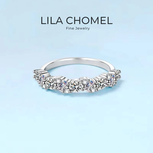 Girlfriend Valentine's Day 18K White Gold Wedding Band 0.9CT Moissanite Diamond PT950 Platinum Women Birthday Gift Rings Jewelry