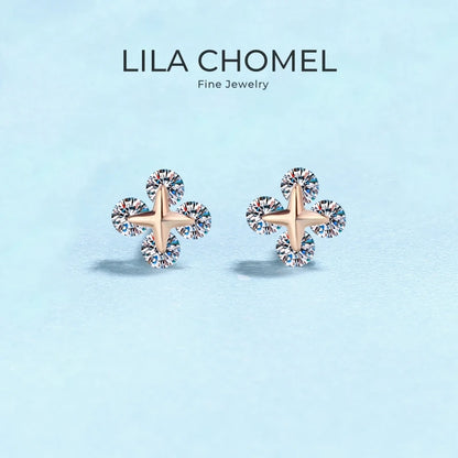 Birthday Gift 18K Rose Gold Earplug Stud Earrings Girl 0.8CT Moissanite Diamond Women Valentine's Day Daughter Fine Jewelry Lady