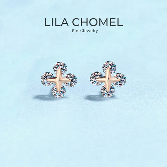 Birthday Gift 18K Rose Gold Earplug Stud Earrings Girl 0.8CT Moissanite Diamond Women Valentine's Day Daughter Fine Jewelry Lady