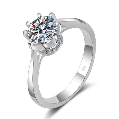 Engagement 18K White Gold Women Wedding Band 1CT Moissanite Diamond Rings Girlfriend Birthday Gift PT950 Platinum Fine Jewelry