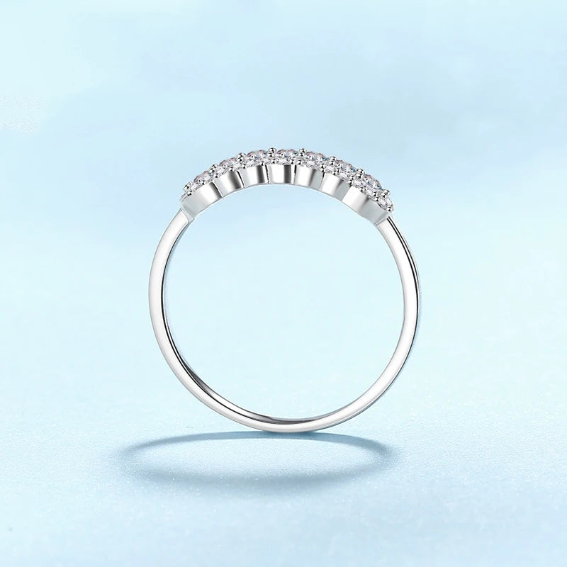 Anéis de ouro branco 18K da moda, presente de aniversário para filha, diamante moissanita de 0,37 quilates, joias finas para noivado, alianças de casamento femininas