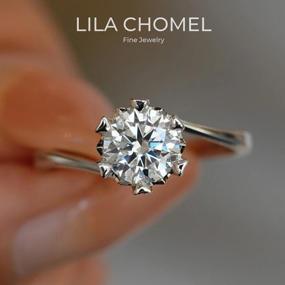 Women Engagement 18K White Gold Wedding Band 1/2CT Moissanite Diamond Girl Birthday Gift PT950 Platinum Valentine's Day Rings