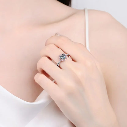 Lady Birthday Gift 18K White Gold Women Wedding Bands 1CT D Color Moissanite Diamond Girl Engagement Rings Daughter Fine Jewelry