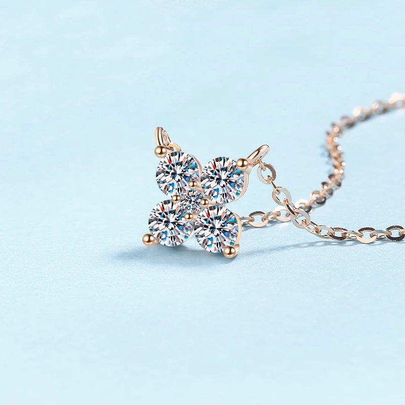 Colares de ouro rosa 18K para namorada, joias finas para casamento, dia dos namorados, 1,26 ct, diamante moissanite, presente de aniversário para filha