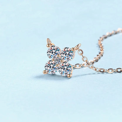 Colares de ouro rosa 18K para namorada, joias finas para casamento, dia dos namorados, 1,26 ct, diamante moissanite, presente de aniversário para filha