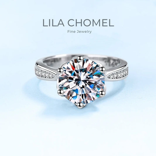 Jewelry 18K White Gold 3 Carat VVS D Color Moissanite Diamond Engagement Ring Women Wedding Anniversary Day Gift Rings For Her