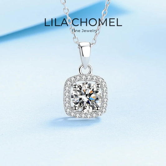 Engagement 18K White Gold Necklaces for Women Wedding Fine Jewelry 1/2ct D Color Moissanite Diamond Pendant Girl Birthday Gift