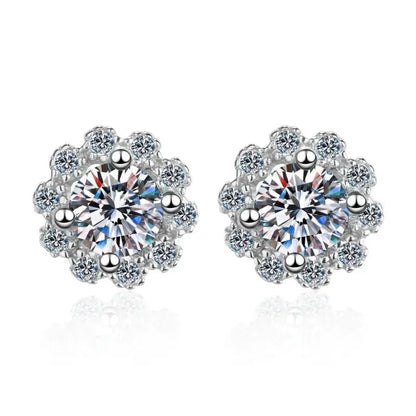Valentine's Day Girl 18K White Gold Stud Earrings Women Wedding Moissanite Diamond 1CT PT950 Platinum Daughter Birthday Gift